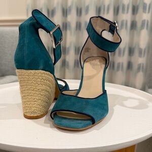 Liendo Green and Navy Wedge Espadrilles